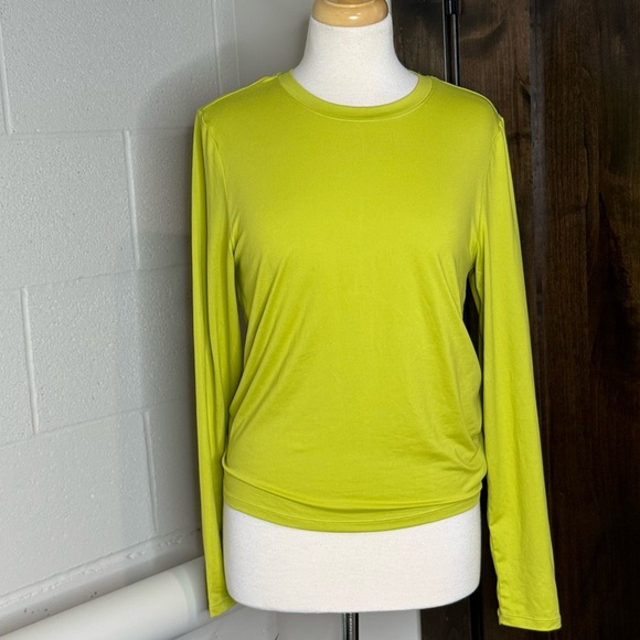 Neon yellow Jessica Simpson Active long sleeve athletic tie back hole detail L - Picture 1 of 5